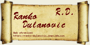 Ranko Dulanović vizit kartica